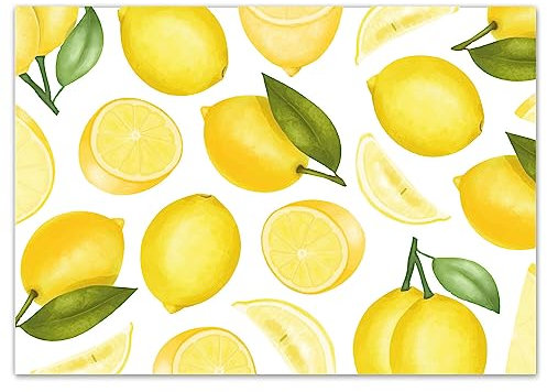 100 manteles Individuales con Motivo de limón I DIN A3 Rectangular I Set de Mesa de Papel I Mantel desechable I Amarillo Blanco I para gastronomía y hogar I dv1255