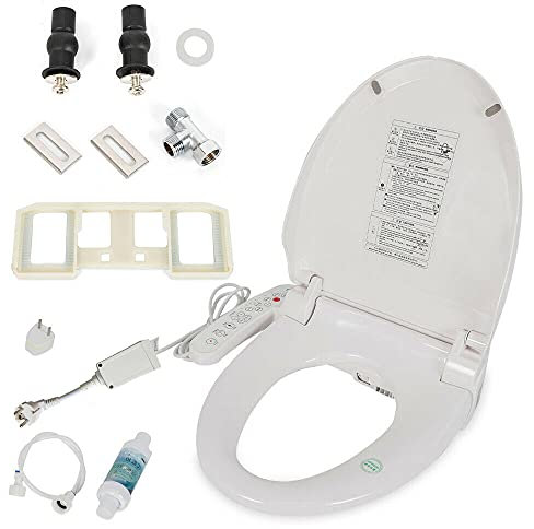 awolsrgiop Toilettensitz WC Bidet, Bidet Sitz Elektrisch Dusch WC Bidet Sitz Smart Dusch Selbstreinigender Bidet-Toilettensitz-Aufsatz mit Sitzheizung und Automatische Desodorierung