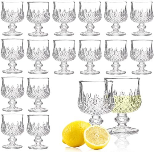 Soopiiso Cordial - Juego de 16 vasos de chupito con tallo, vasos de tequila, vasos de jerez