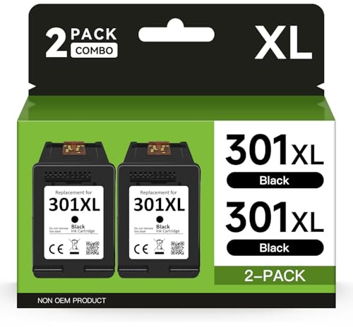 Firstoner 301XL Druckerpatronen Schwarz, 301XL Ersatz für HP 301 Druckerpatronen, Tintenpatronen 301 für Envy 5530 4500 5532 4504 4505 DeskJet 1000 1050 2540 3050 OfficeJet 2620 2622 4630 (2 Schwarz)