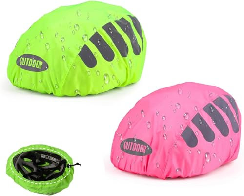 lohill 2 Stück Fahrradhelm Regenschutz, Fahrrad Helmüberzug, Wind Wasserdichter Helmüberzug, Fahrrad Regenschutz Reflektierende Helm Regenschutz für alle Helme, Helm Überzug, Helmüberzug, Helm Cover