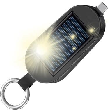 Caricabatterie solare - Power Bank portachiavi a energia solare di tipo C | Caricabatterie portatile Power Bank da 3000 mAh con ricarica wireless per orologio, caricabatterie solare per campeggio da v