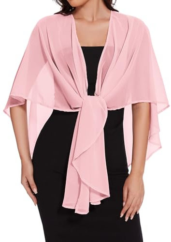 Shawls and Wraps for Evening Dresses Sheer Womens Chiffon Scarf Wedding Bridal Cover Up, Pink
