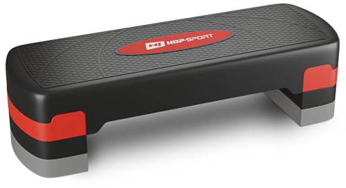 Hop-Sport Steppbrett HS-PP033AS für Zuhause - höhenverstellbarer Aerobic Stepper Fitness mit 3 Stufen & Anti-Rutsch-Oberfläche, Step bis 350KG belastbar (Rot)