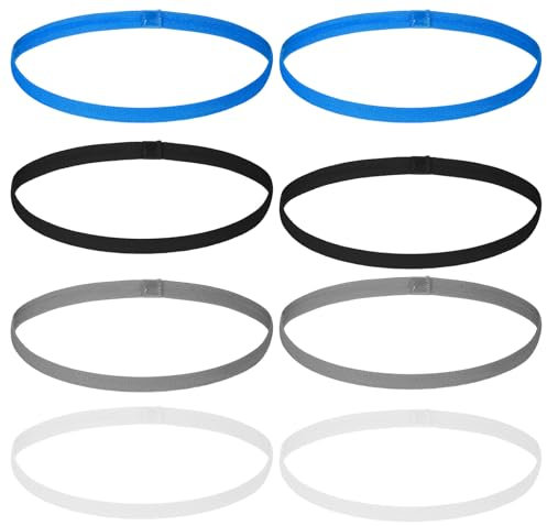 simarro 8 Stück Sport Haarband Dünn für Jungen, Elastische Sport Haarbänder Herren Schweißband Stirnband Antirutsch Stirnbänder für Fußball Yoga Laufen Joggen(4 Farben)