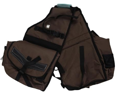 rockible Borsa da Sella in Tela, Bisaccia, Versatile con Tasche, Borsa da Sella Imbottita per Sport, Attrezzatura Equestre/Western, Marrone