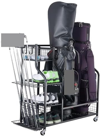 ZWQXZX Golfing Equipment Rack Golf Bag Storage Organizer Golf Organizer Fits 2 Golf Bags And Other Sports Equipment Golf Accessories Club
