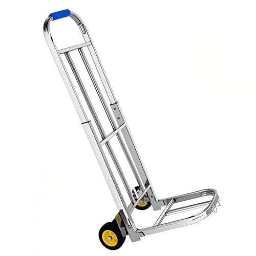 ZGLINMZ Heavy Duty Folding Hand Truck Luggage Cart & Sack Barrow - Versatile Shopping Trolley Portable Household Porter & Camping Equipment (Size: 80-105x32x30cm)