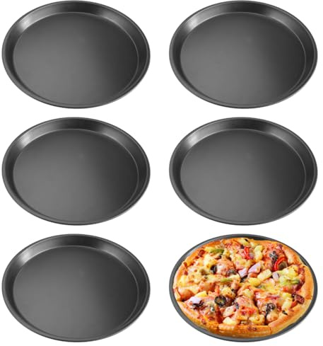 6 Stück Pizzablech Rund, Pizza Backblech ø 20 cm, Pizzaform mit Antihaftbeschichtung Pizzabackblech Leicht zu Entformen, Kohlenstoffstahl Pizzabackform Leicht zu Reinigen, Hochtemperaturbeständig