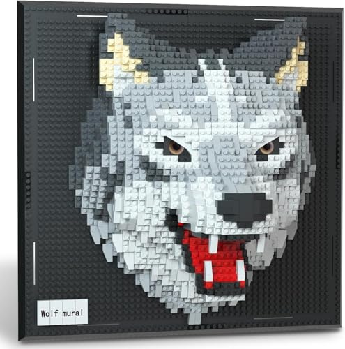 QGGQ Wolf Animal 3D Wall Art Micro Mini Building Blocks Set for Adults, Unique Home Wall Decor or Table Display, No Compatible with Lego, Ideal Birthday Christmas Toy Gift for Teens (2214 PCS)