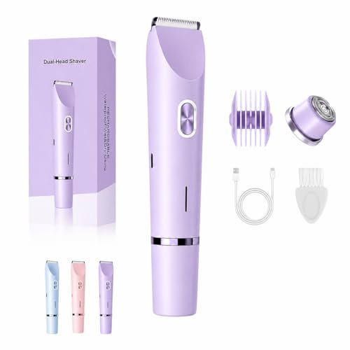 Ephra Afeitadora Mujer, Sanuvia Depiladora,Depiladora Eléctrica Mujer Recargable de Doble Cabezal, Afeitadora Corporal Completa para Piernas, Axilas, Brazos y Zona Bikini, Uso Húmedo y Seco (Púrpura)
