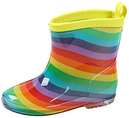 Generisch Stivali di gomma per bambini, leggeri, antiscivolo, in PVC, suola antiscivolo, impermeabili, gambo corto, design colorato, per bambini piccoli, giallo., 3-4 Jahre
