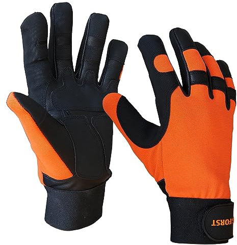 SWS Forst GmbH Leder Schnittschutzhandschuh beidseitiger Schutz Forsthandschuh 16m/s Gr. S