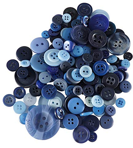 WedDecor Assorted Mixed Size & Shade Resin Round Buttons Two and Four Holes DIY Sewing Crafting Children's Handmade DIY Projects Decorations, 50g, Mixed Blue