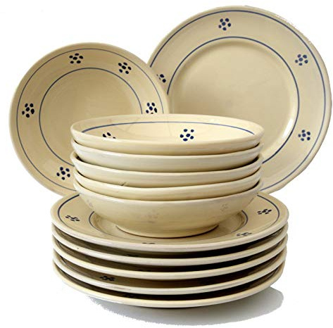 Colì, Servizio di Piatti 12 Pezzi, da Tavola per 6 Persone, Piatti Colorati, Dipinto a Mano, Disegno Stelle