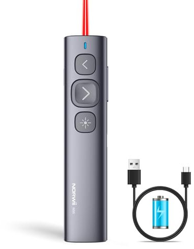 Norwii N95 Wiederaufladbarer Präsentations Klicker für Powerpoint Klicker mit Soft- und Big-Taste, Drahtloser Präsentations Zeiger Wiederaufladbarer Präsentations Zeiger Slide Klicker für Computer