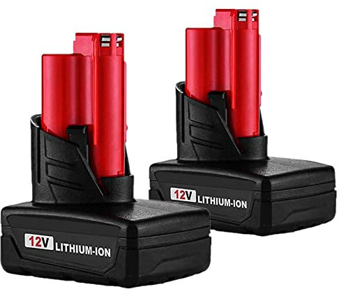 2pcs 6000mAh Remplacement pour Milwaukee 12V Batterie 48-11-2410 48-11-2420 48-11-2411 48-11-2401 48-11-2402 48-59-1812 2510-20 48-11-2460 48-11-2412