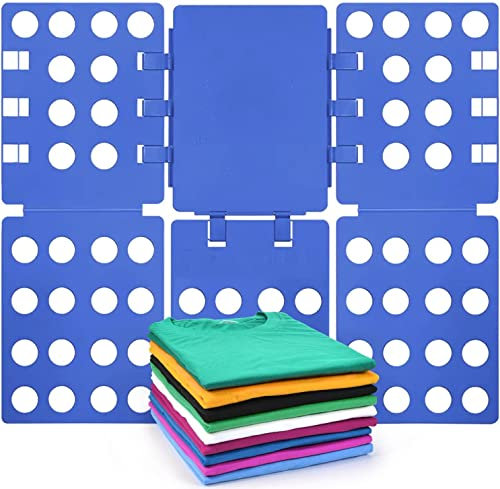 TINGJUNN Hemdenordner T-Shirt-Kleidungs-Faltbrett, strapazierfähiger Kunststoff-Wäscheordner, Kleider- und Kleiderschrank-Organizer-Helfer, praktisches Faltbrett für Erwachsene und Kinder. (Blau)