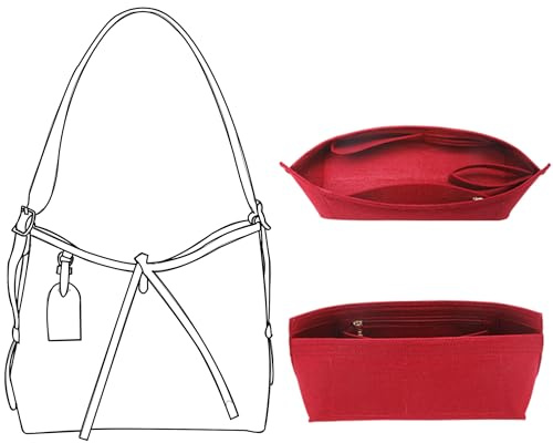 Doxo Purse Organizer Insert for Handbags, Felt Bag Organizer for Tote, Fit LV Carryall PM and More.(PM-Wine Red-Felt)