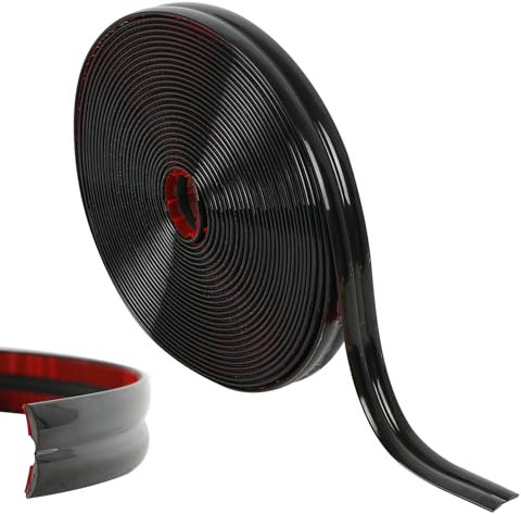 Jackfru Moulures décoratives autocollantes de 10 m, moulure décorative, plafond, mur, miroir, coin, armoire, armoire et revêtement automatique, peler et coller (noir)