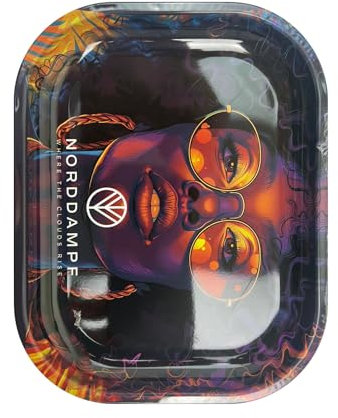 Norddampf Plateau à roulettes - 18 x 14 x 1,6 cm - Bol mélangeur - Bol à miettes - Plateau roulant - Petit plateau à roulettes - Différents designs (imprimé funky)