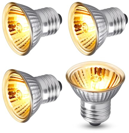 Akynite Lampadina E27 UVA UVB per Tartarughe di Terra, Lampade Riscaldanti E27 75W Dimmerabile Luce Calda 2700K, Luce per Terrario, AC 220V, Lampadina Riscaldante e Basking per Rettili, 4 pezzi