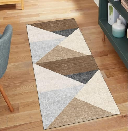 Tappeto antiscivolo marrone antiscivolo 100 x 100 cm, patchwork, decorazione per la casa, antiscivolo, lavabile, per corridoio