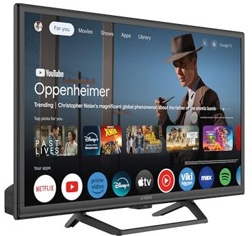 STRONG - Smart TV HD 24 (60 cm) SRT24HG4723C - Télé 12V Idéale Caravane, Camping-Car, Bateau - Triple Tuner Intégré - Google TV - Google Chromecast - Bluetooth & Google Assistant - Noire