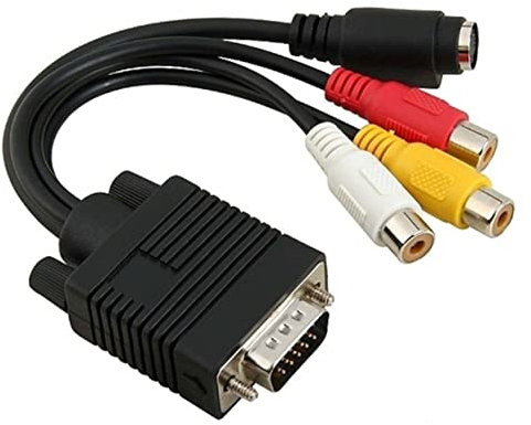 DOITOOL VGA to 3RCA Adapter Converter for TVs and Projectors SVGA to S-Video Cable 1.5m Length Compatible Laptops and Desktops High-Quality Video Transmission
