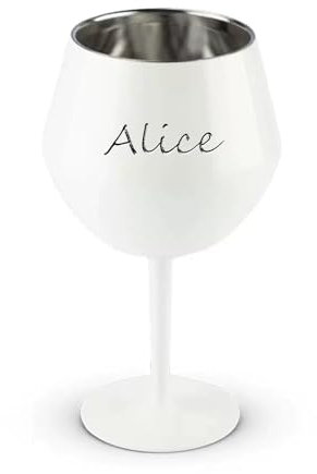 Personalized Stainless Steel Goblet Custom Engraved Text Wine Glasses Metal Drink Champagne Goblet for Birthday Party Wedding,500 ml (White)
