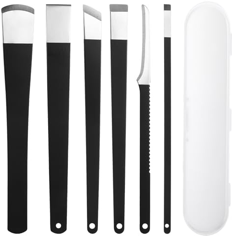 LIQWEI 6 Stück Pediküre Messer Kits, Professionelle Eingewachsene Zehennägel Set Edelstahl Hornhautentferner Hornhautschaber Mit Aufbewahrungsbox, Fußklinge Fußschaber Fußpflege für Hand Füße