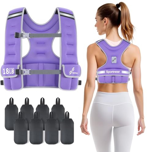 Sportneer Justerbar viktväst för kvinnor, löparväst (lila, 4,5-8,16 kg)
