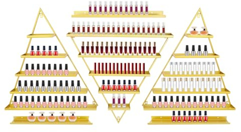 Estantería de pared de metal de 5 niveles para esmalte de uñas, soporte de metal para montaje en pared, estantería combinada para aceites esenciales y perfumes, para salones de uñas