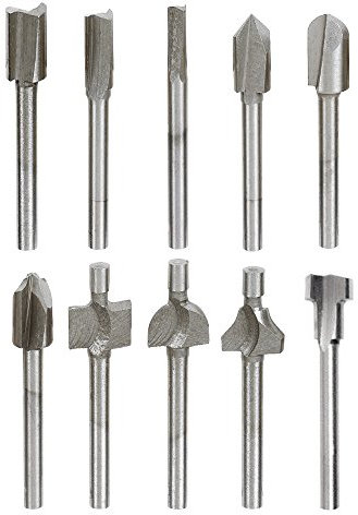 Yakamoz 10Pcs 1/8 Shank Titanium-Coated Router Bit Set Carbide Engraving Milling Cutter Trimming Bits for DIY Woodworking Carving Drilling Rotary Tools