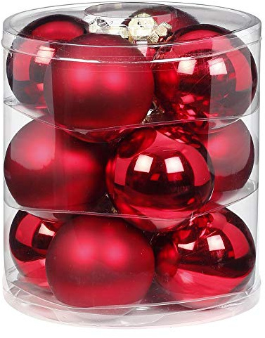 Magic Weihnachtskugeln Glas 8cm 12 STK. Christbaumkugeln (Bordeaux - Ochsenblut)