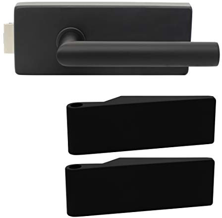 Premium Glastürbeschlag Q3 UV | inkl. Studiobändern | Schwarz matt Elektrophoresebeschichtung | New Orleans