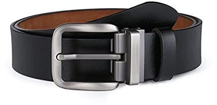 VRLEGEND Gürtel Herren Ledergürtel 110-180cm Leder Jeansguertel Herrengürtel Entfernbar Schnalle Einstellbar (120cm, Schwarz)