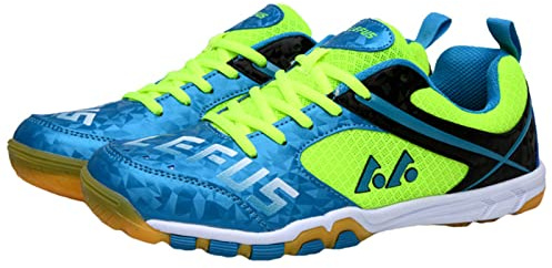 ZHENSI Chaussures De Tennis De Table Hommes Femmes Chaussures De Court Intérieur Anti-Dérapant Léger Respirant Fond Souple,Vert,45 EU