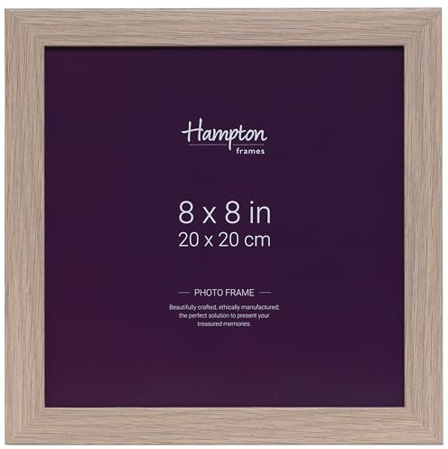 Hampton Frames, Picture Frame SORBONNE, 8x8 (20x20cm), Oak Effect, Engineered Wood | Square, Acrylic Front, Freestanding or Wall Mount | For Photos, Home Decor