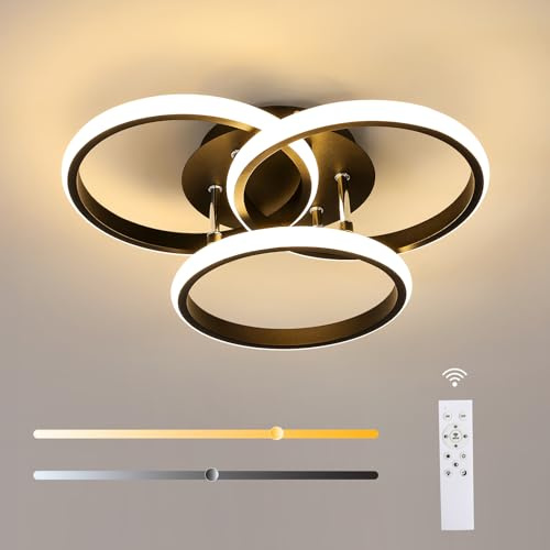 Comely Lámpara de Techo LED Regulable Moderno, 42W 4500LM 40 cm Plafon LED Techo Redondo Luz de Techo con Control Remoto para Dormitorio, Sala de Estar, Regulable 3000K-6500K, Negro