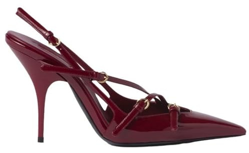Tacco A Spillo Cinturino alla Caviglia Slingback Fibbia Décolleté Donna da Matrimonio Ufficio Feste Sexy Scarpe (Borgogna 7CM,37)