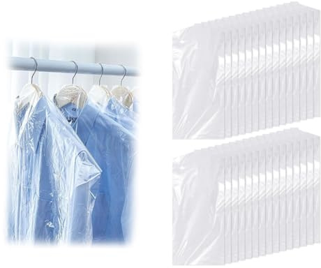 30 Piezas Desechable Fundas Ropa Armario, 60x90cm Transparente Fundas para Ropa Bolsa, Impermeables y a Prueba de Polvo de Alta Densidad, Protectores Ropa, para Camisas, Chaquetas, Trajes, Jerseys