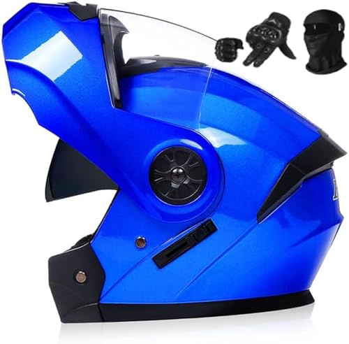 Casco moto con casco omologato DOT/ECE Casco moto apribile Casco moto integrato con doppia visiera antiappannamento Casco moto integrale da corsa per adulti Q,XL61-62CM