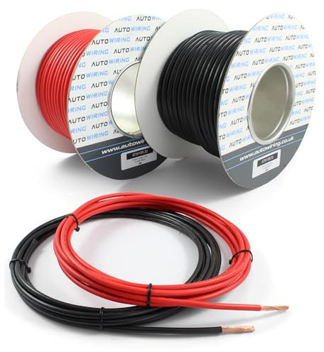70 AMP Rated 10mm² 8 AWG Single Core Stranded Copper Cable RED BLACK 12v 24v Thin Wall Wire (5M 10M 20M 30M) (Black, 5M Coil)