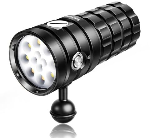 Sursnong Starshine SR 10000 Lumens dykljus - Professionellt undervattensvideoljus med 95 CRI, 6500K vitt ljus, USB-C uppladdningsbart, för dykning/undervattensfotografering (IP68 vattentät, 120m djup)