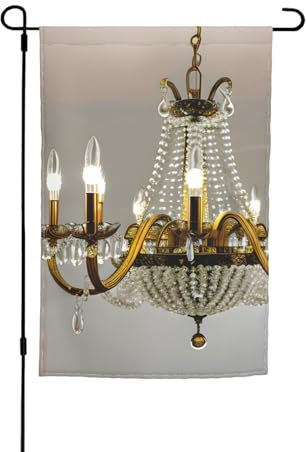 Drapeau de jardin imprimé lustre de salle de bal (30,5 x 45,7 cm) double face pour terrasse, pelouse, extérieur et décoration d'intérieur