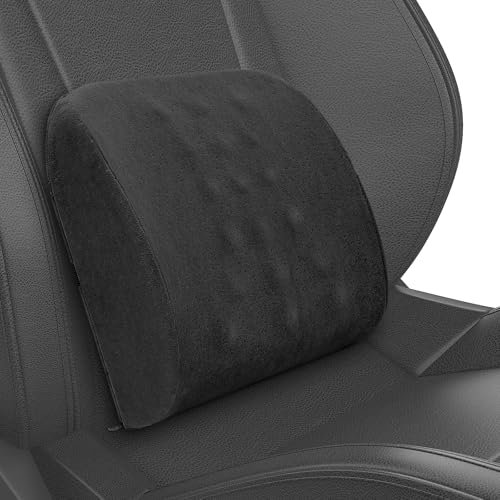 Quirlig Cojín Lumbar para Coche, Almohada Lumbar con Esponja Memoria, Cojín Lumbar Ergonómico para Asientos de Coche, Silla de Oficina, Silla de Ruedas, Negro