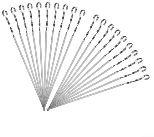 Juego de pinchos de acero inoxidable de 12 piezas para asar carne, mariscos y verduras con comodidad