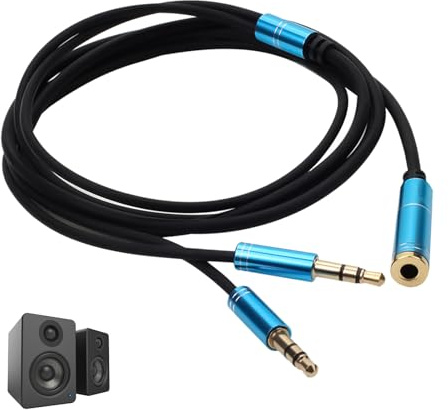 Sdoppiatore Cuffie Microfono, Adattatore Jack 3,5mm 2 in 1, Cavo Audio Splitter 3.5mm TRRS Femmina a Doppio Maschio, Separatore Connettori Placcati Oro per PC, Laptop, PS4, Xbox, Notebook (1M)