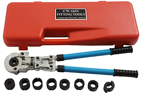 Alicates de prensado giratorios 360°, 6T, con contorno en V (12-28 mm) y contorno TH (16-32 mm), juego de herramientas de prensa para tubos de acero inoxidable, tubos PEX, tubos PB